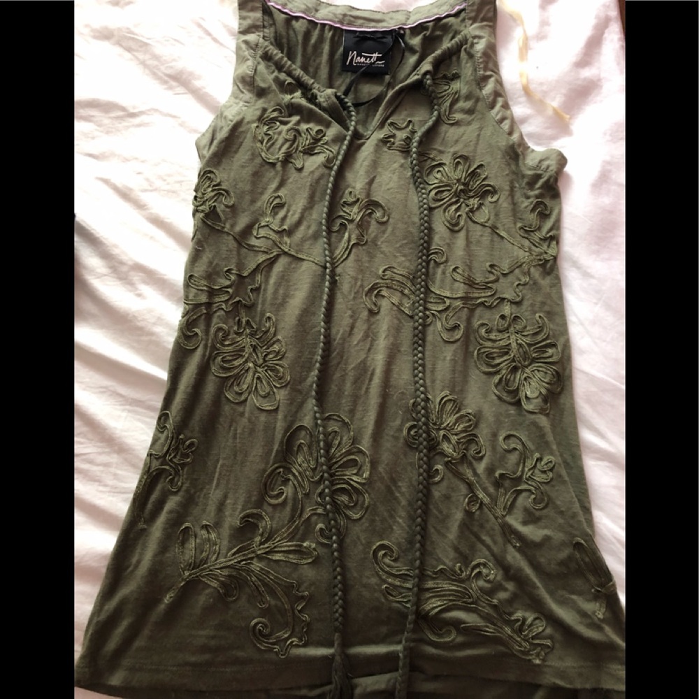 Nanette Lepore emerald, embellished shirt
